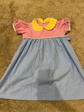 Lullaby Set Girls Colorblock Gingham Dress Yellow Collar Pink Blue Size 6